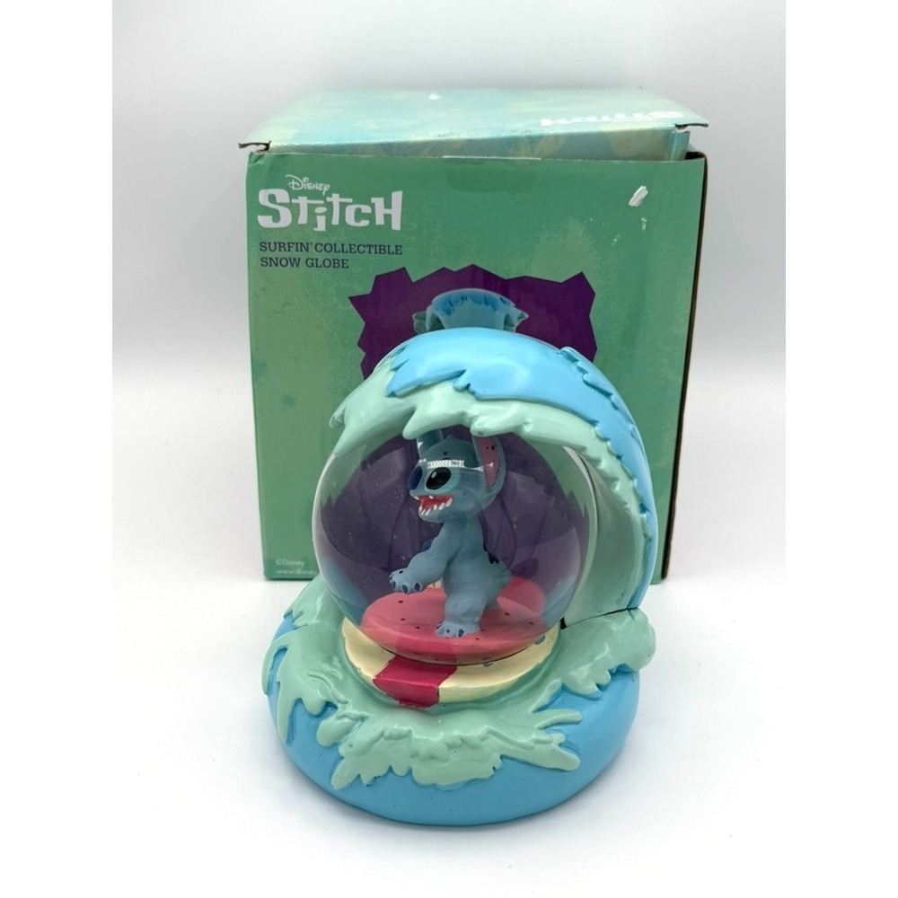 Disney Stitch Surfin' Collectible Snow Globe w/ Box – Missing Glitter, Debris